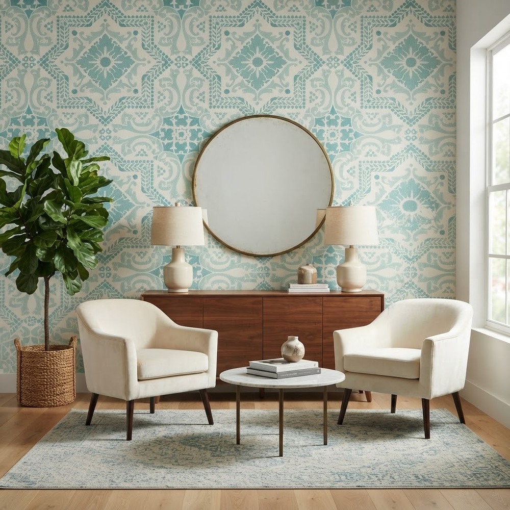 Royal Design Lisboa Tile Allover Wall Stencil 3097Panel Furniture Wall Floor